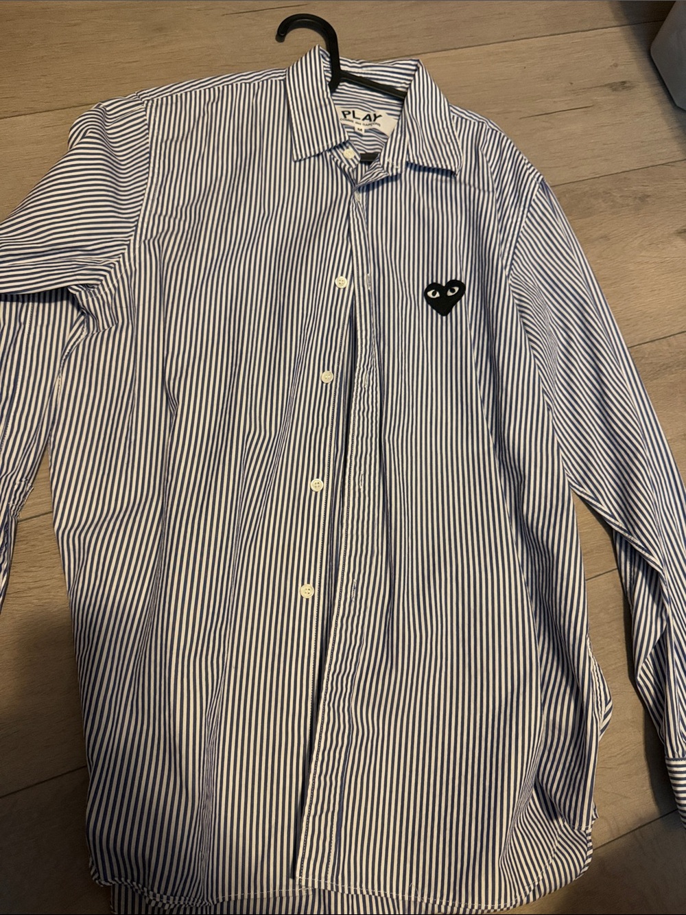 Comme des Garçons PLAY Blue and White Striped Button-Down Shirt